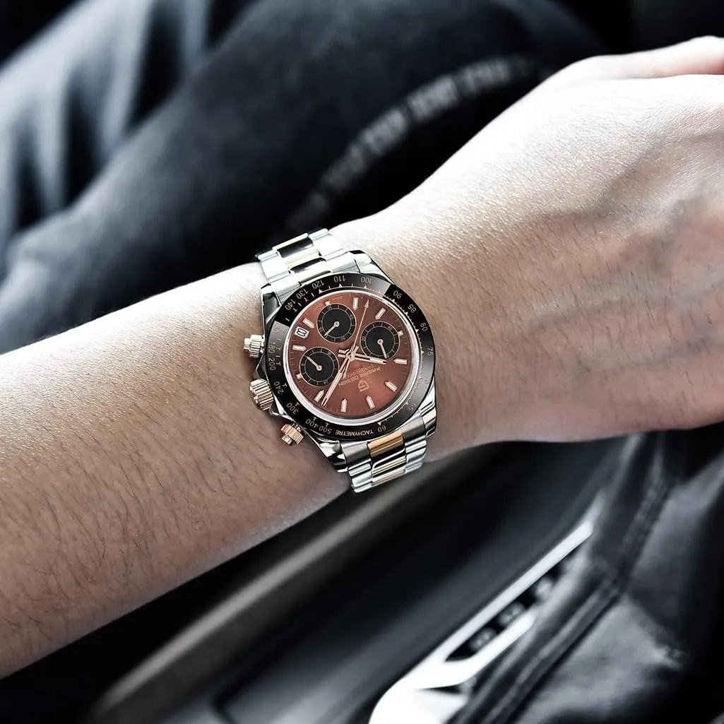 Design reduce lobby attract declaration cotton Classic Men's Multifunctional Chronograph Full Stainless Steel Japanese VK63 Quartz Movement Tester 100m Waterproof Luxury Business Watch HaiQin Pagani 