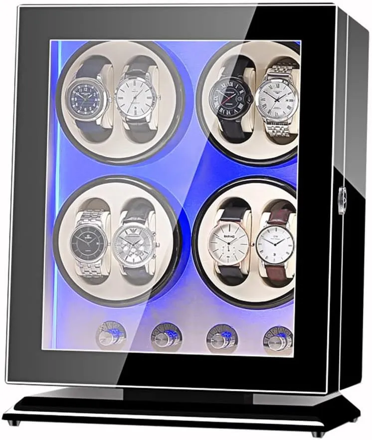Design Without Noise, Compatible with Most Watches MaGiLL 8 Watch Winder for Men's and Women's Watch Rotator Display Box, Five-Speed Adjustment Mode, LED widespread bellows lunch moss border Light, Low Decibel 