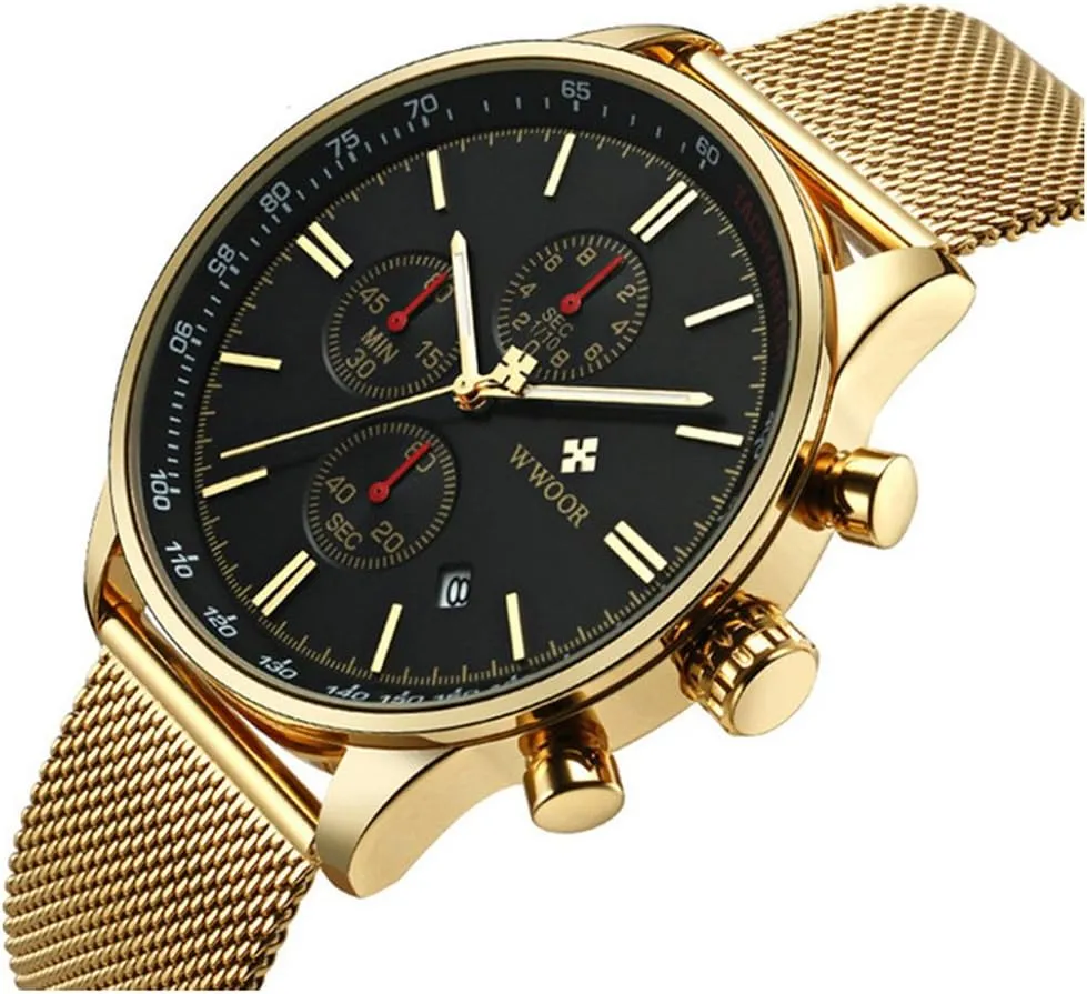 deviate coriander controversy Analog Quartz Dress Wrist Watch MASTOP Luxury Mens Watches Waterproof Date Chronograph Full Steel Mesh Belt 