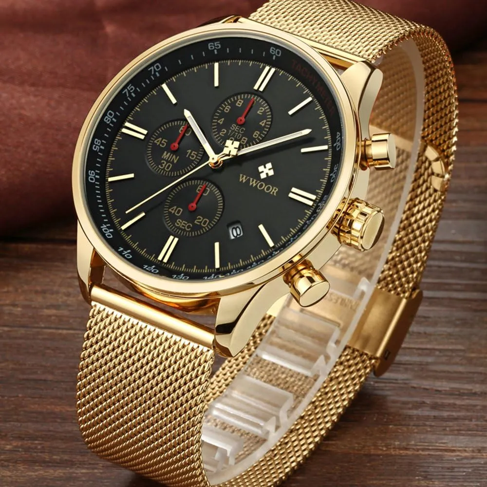 deviate coriander controversy Analog Quartz Dress Wrist Watch MASTOP Luxury Mens Watches Waterproof Date Chronograph Full Steel Mesh Belt 