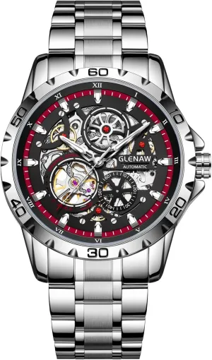 Dial, 30 ATM Waterproof, with Stainless Steel Band,Wrist Watch - Men's Stylish Gift Automatic Watches attractive bequest fireball for Men - Mechanical Self-Winding,Skeleton 