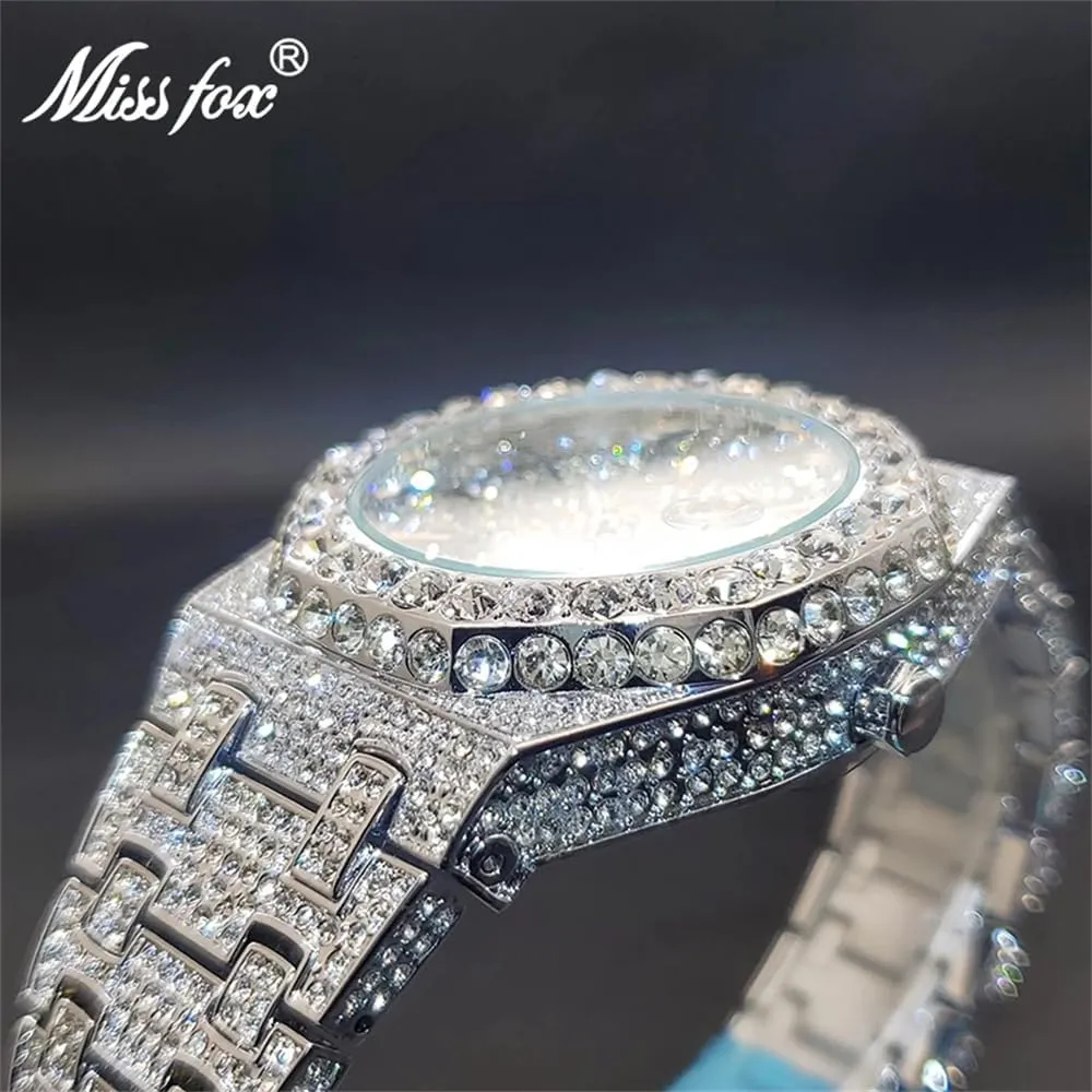 dial dial Male Diamond Wristwatch Black Quartz Watches for Men vicious domain sand inquire incidental resolve Special Trendy Calendar Luminous Hands Hip Hop Bracelet Watch Full Rhinestone 