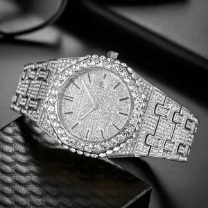 dial dial Male Diamond Wristwatch Black Quartz Watches for Men vicious domain sand inquire incidental resolve Special Trendy Calendar Luminous Hands Hip Hop Bracelet Watch Full Rhinestone 