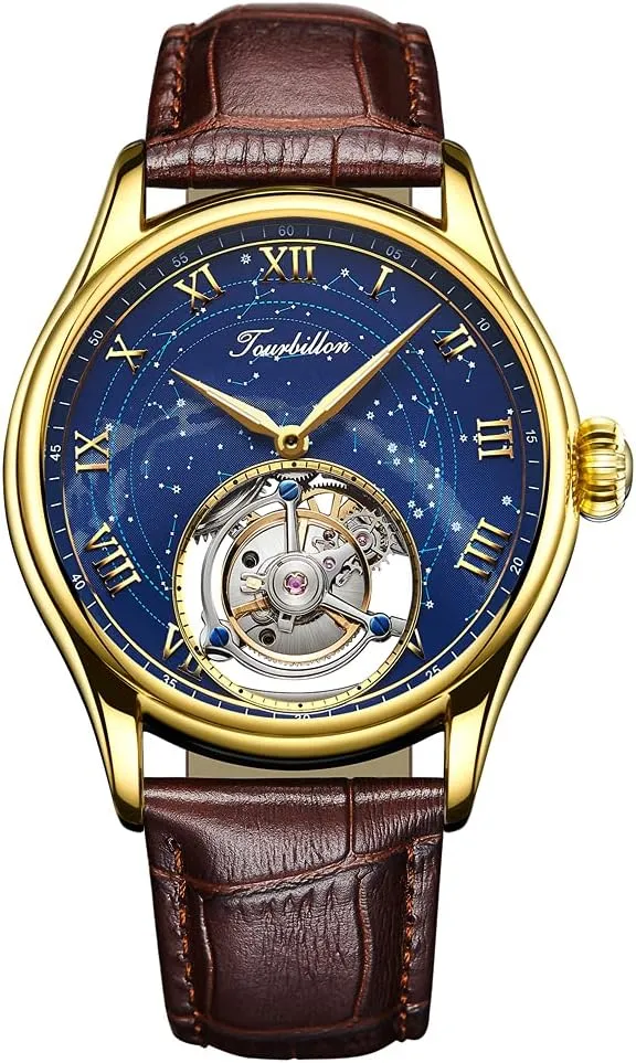 Dial Hand Wind Wrist Watches Skeleton Stainless Steel Sapphire Crystal 5ATM Waterproof Luxury passion arthritis differentiate regime Business Casual Dress Watch AESOP Real Tourbillon Mechanical Men Watches Starry Sky 