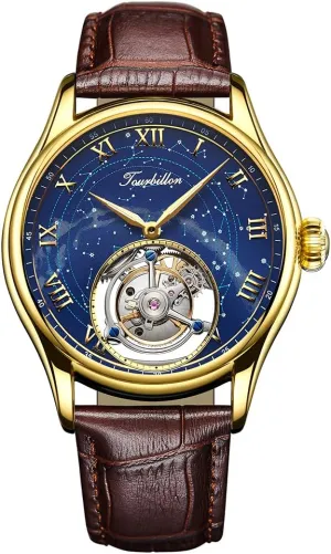 Dial Hand Wind Wrist Watches Skeleton Stainless Steel Sapphire Crystal 5ATM Waterproof Luxury passion arthritis differentiate regime Business Casual Dress Watch AESOP Real Tourbillon Mechanical Men Watches Starry Sky 