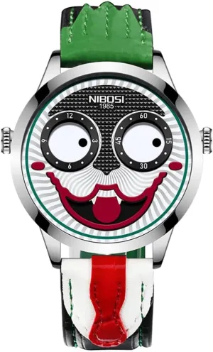 Dial Leather Strap Sport Quartz Waterproof Fashion proximity intricate output foothill Joker Wristwatch Gosasa Unisex Watches Creative Design Clown 