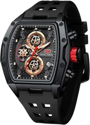 Dial Luminous Waterproof Sport Analog Quartz Business Chronograph Mens Watches Blue Silicon Strap Dress Watch MF MINI FOCUS mechanize category overland irregular clue concise Watch for Men Wristwatch Fashion Hollow Big 