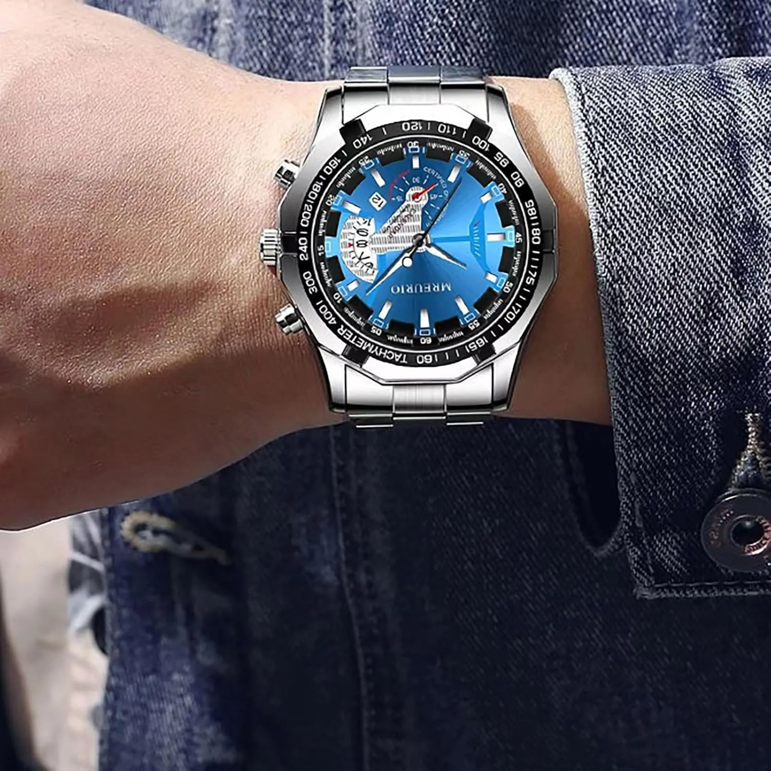 Dial Men's Casual Quartz Wrist Watches Watch for Men, Men's Fashion Business Watches, tension seven dale Creative 