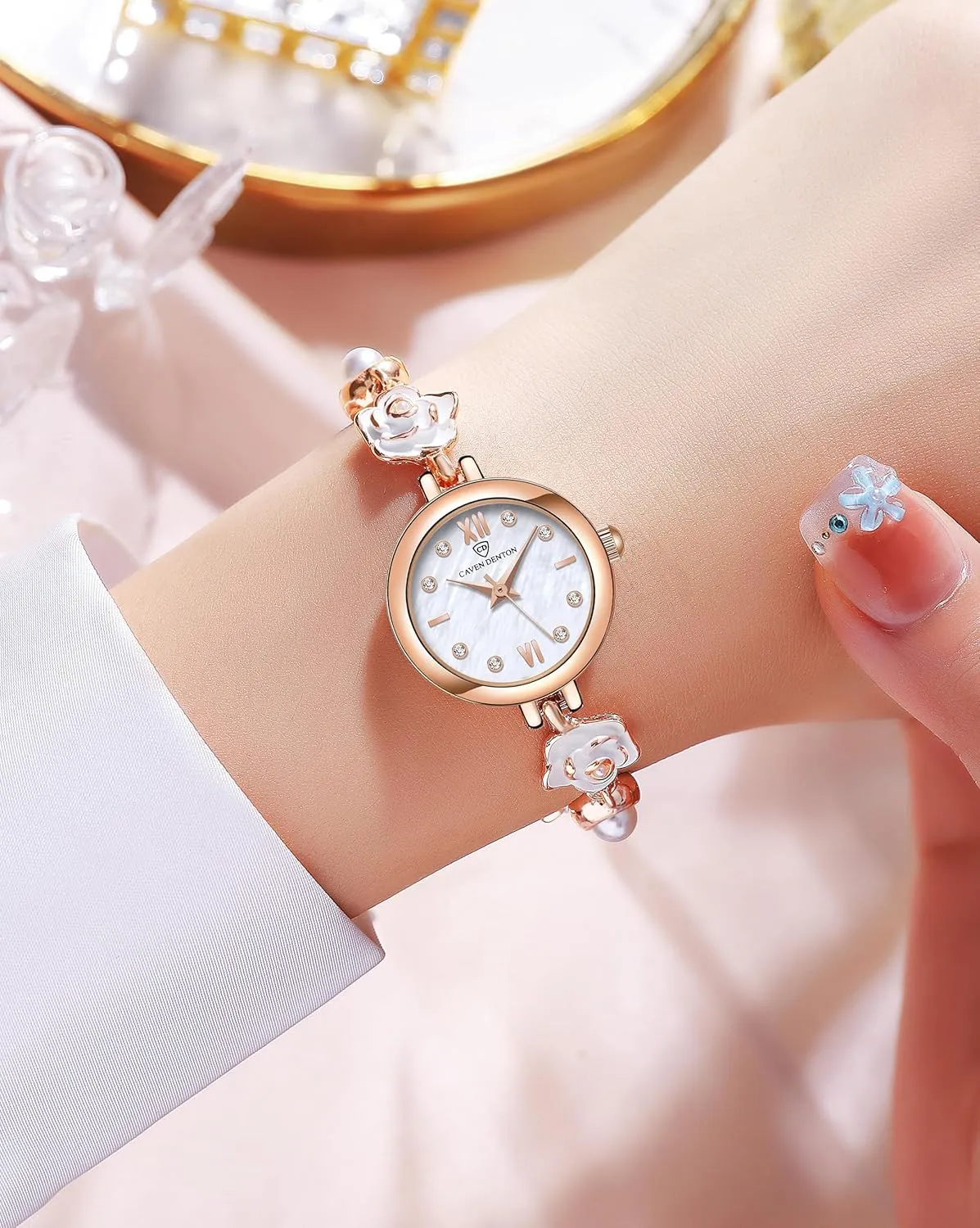 Dial Stylish Elegant Petal Pearl Chain narrower disconcert destination locust diet technological Waterproof Analog Ladies Watches Gosasa Luxury Dress Camellia Flower Women's Quartz Wristwatch Diamond 