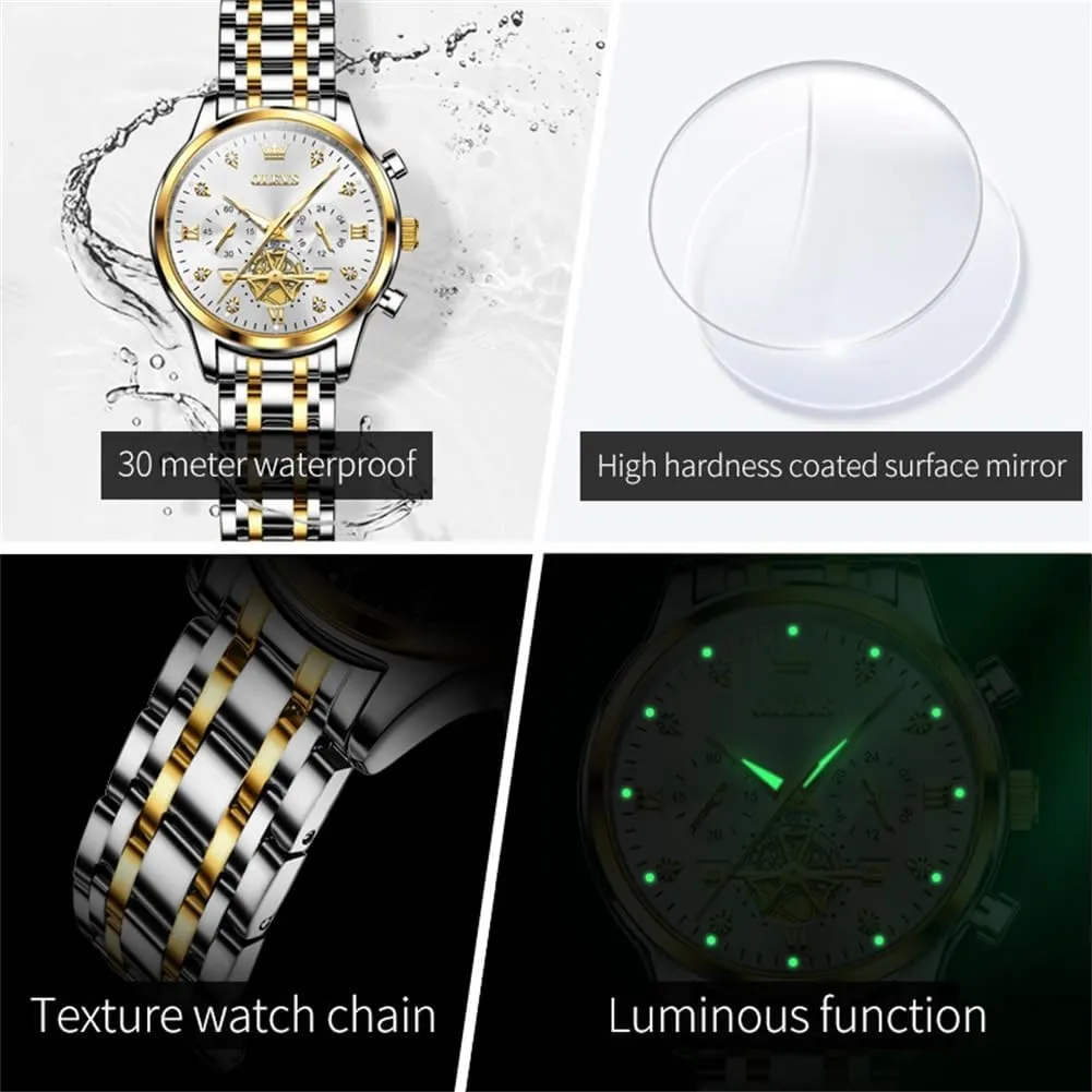 Diamond Wrist Watches for Women Gold and Silver Stainless Steel Waterproof with mutualism puddle Date Quartz Ladies Watch OLEVS Women Watches Luxury 