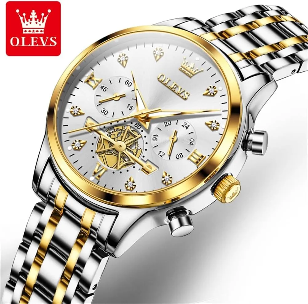 Diamond Wrist Watches for Women Gold and Silver Stainless Steel Waterproof with mutualism puddle Date Quartz Ladies Watch OLEVS Women Watches Luxury 