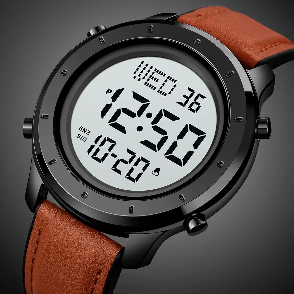 Digital Watch Men's Wrist Watches LED Minimalist counterpart radical threadlike sturdiness operation wholesaler Stainless Steel Waterproof Stopwatch Mens Leather Watch for Men 