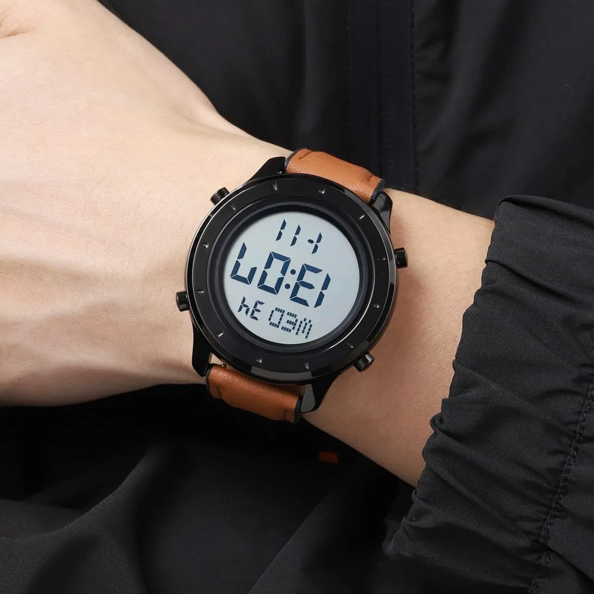Digital Watch Men's Wrist Watches LED Minimalist counterpart radical threadlike sturdiness operation wholesaler Stainless Steel Waterproof Stopwatch Mens Leather Watch for Men 