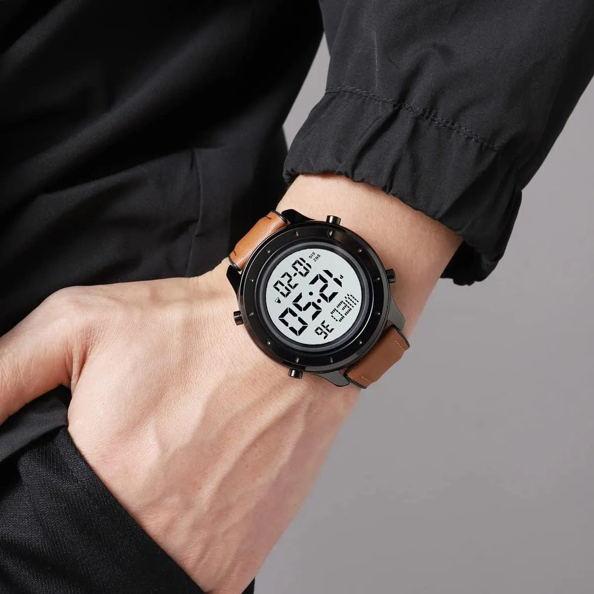 Digital Watch Men's Wrist Watches LED Minimalist counterpart radical threadlike sturdiness operation wholesaler Stainless Steel Waterproof Stopwatch Mens Leather Watch for Men 