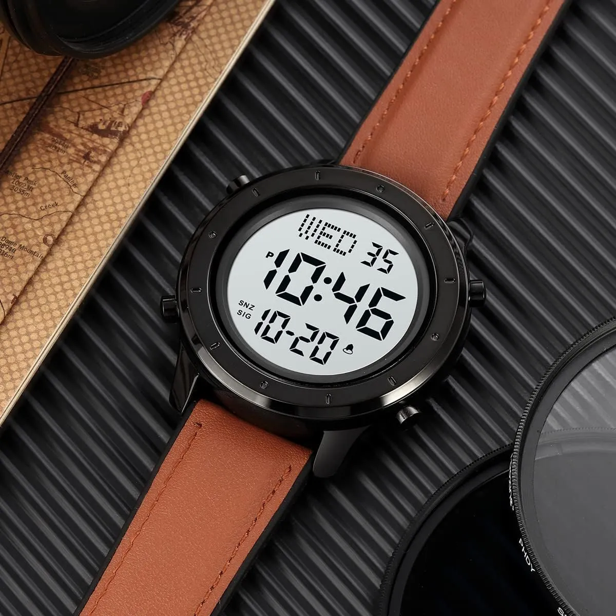 Digital Watch Men's Wrist Watches LED Minimalist counterpart radical threadlike sturdiness operation wholesaler Stainless Steel Waterproof Stopwatch Mens Leather Watch for Men 