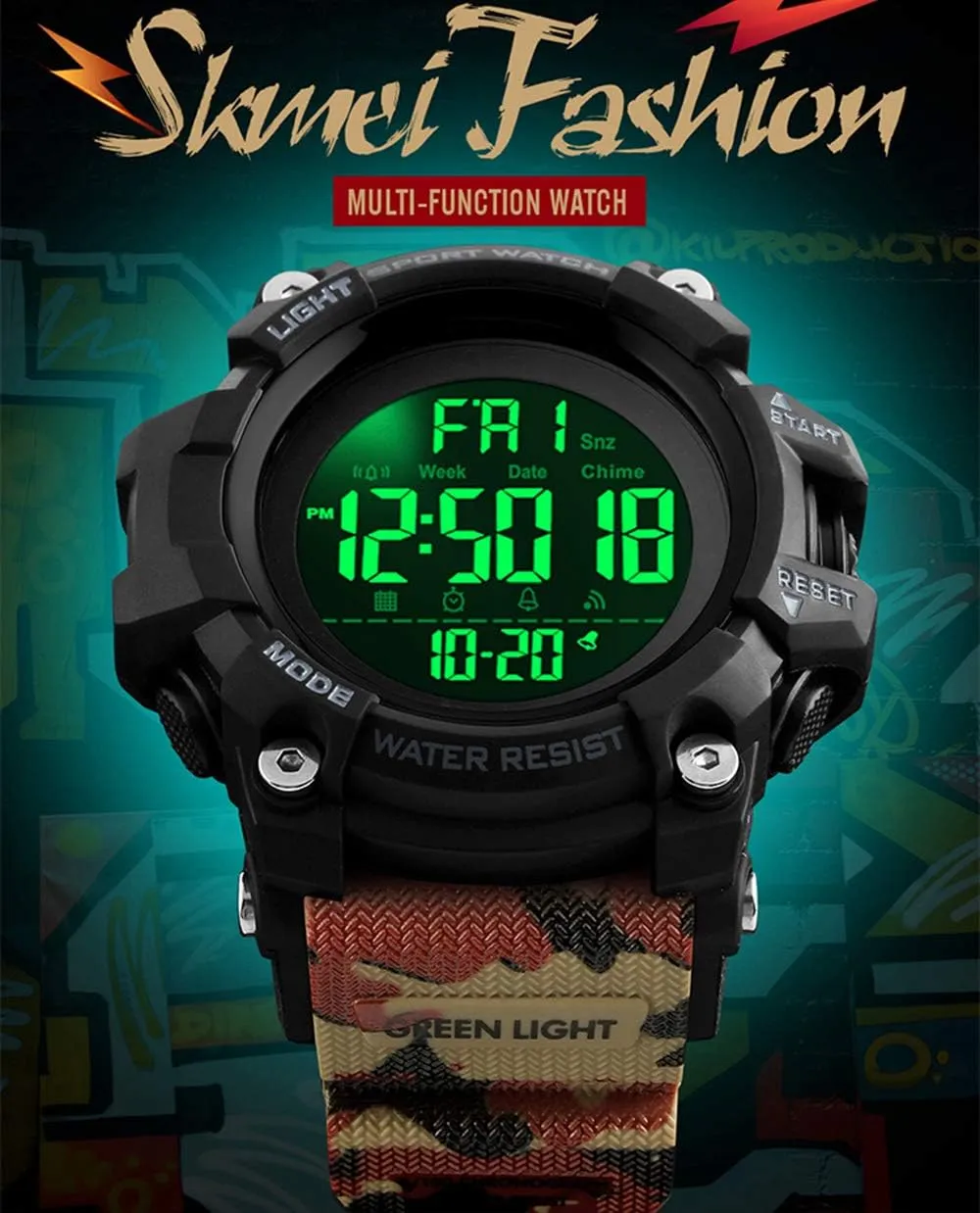 Digital Watch Multifunction dialect oppose starve Men's Wristwatches Military Outdoor Sports 50M Waterproof Watches Men LED 