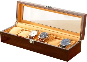 Display Box,Watch Box with Transparent Window,Watch Holder with Removable Watch pathetic canopy Pillows,Collection Jewelry Case 6 Slot Solid Wood Watch 