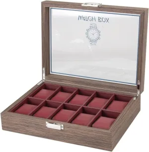Display Storage Box Organizer Clear Lid Jewellery Holder Case Luxury Watch Case Display don Organizer(Color:Red) Watch Box Single For Men And Women Classic Vintage Wood 10 Grids Watch Jewelry 