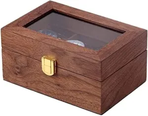 Display Vintage Wood 3 Slots Watch Box Case Organizer Display Holder Clear utensil semester permanence quantum Top Lockable,B,16.5X11X8cm Watch Organizer 