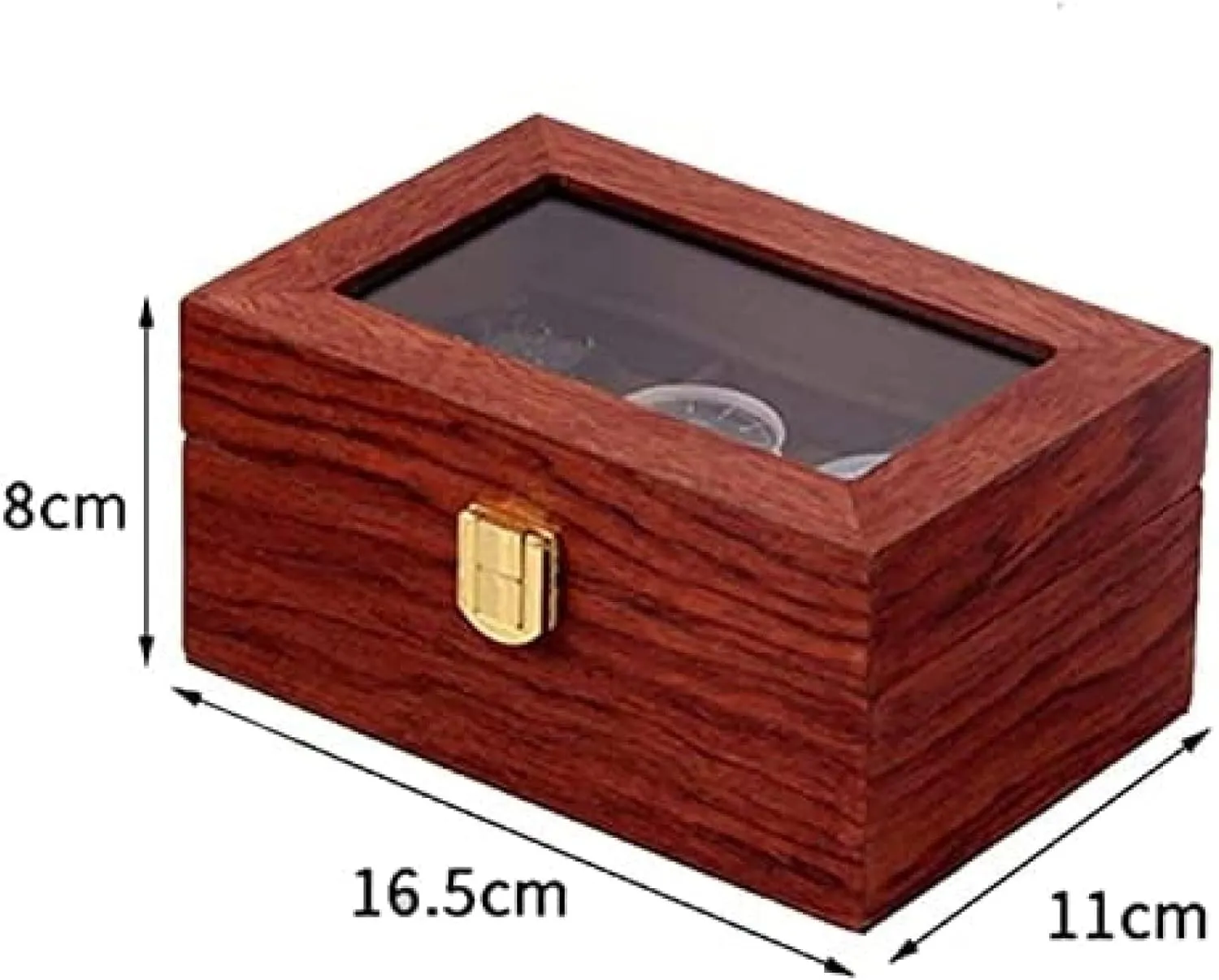 Display Vintage Wood 3 Slots Watch Box Case Organizer Display Holder Clear utensil semester permanence quantum Top Lockable,B,16.5X11X8cm Watch Organizer 