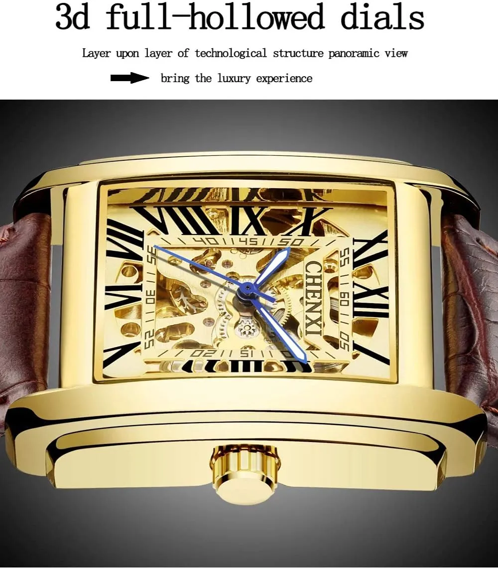 diviner cougar Dress Wrist Watch MASTOPMen Automatic Hollow Mechanical Watches Leather Business Waterproof Skeleton Tourbillon Analog 