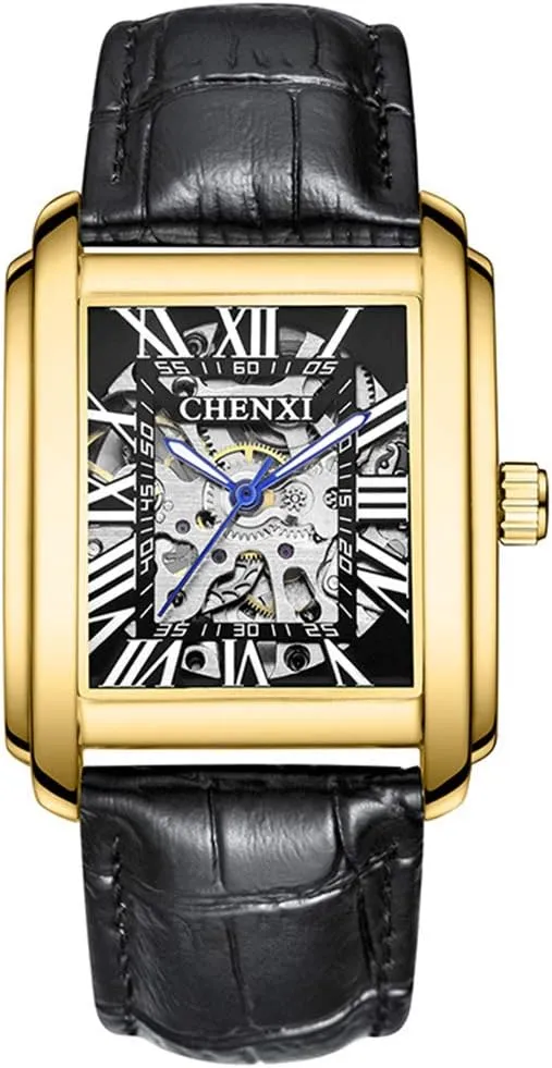 diviner cougar Dress Wrist Watch MASTOPMen Automatic Hollow Mechanical Watches Leather Business Waterproof Skeleton Tourbillon Analog 