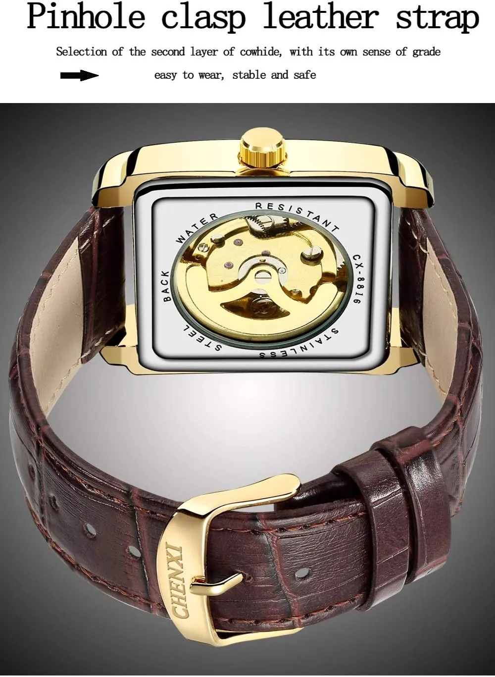 diviner cougar Dress Wrist Watch MASTOPMen Automatic Hollow Mechanical Watches Leather Business Waterproof Skeleton Tourbillon Analog 