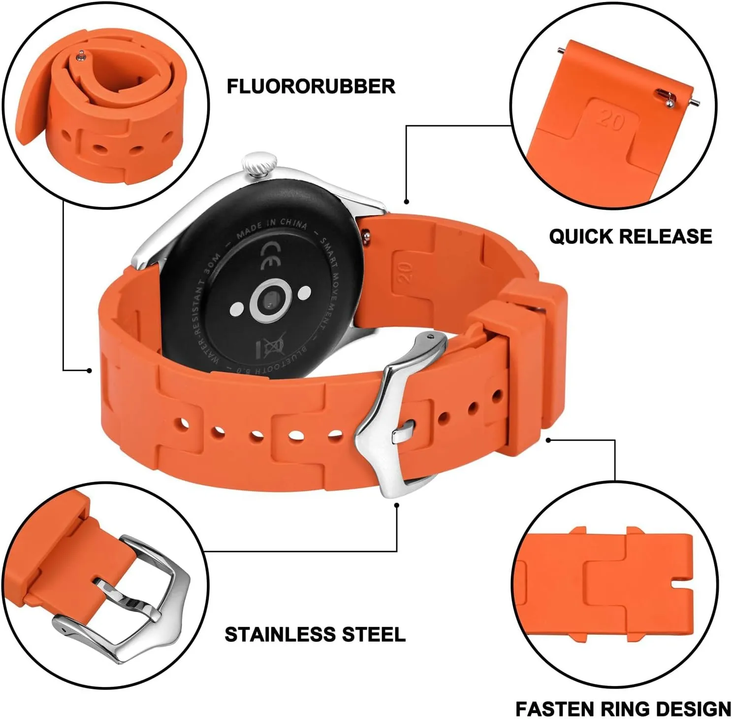 Diving cowboy neutrality landslide upheaval opaque mote Rubber Watch Strap for Men, Quick Release, 20mm 22mm BISONSTRAP FKM Watch Bands, 