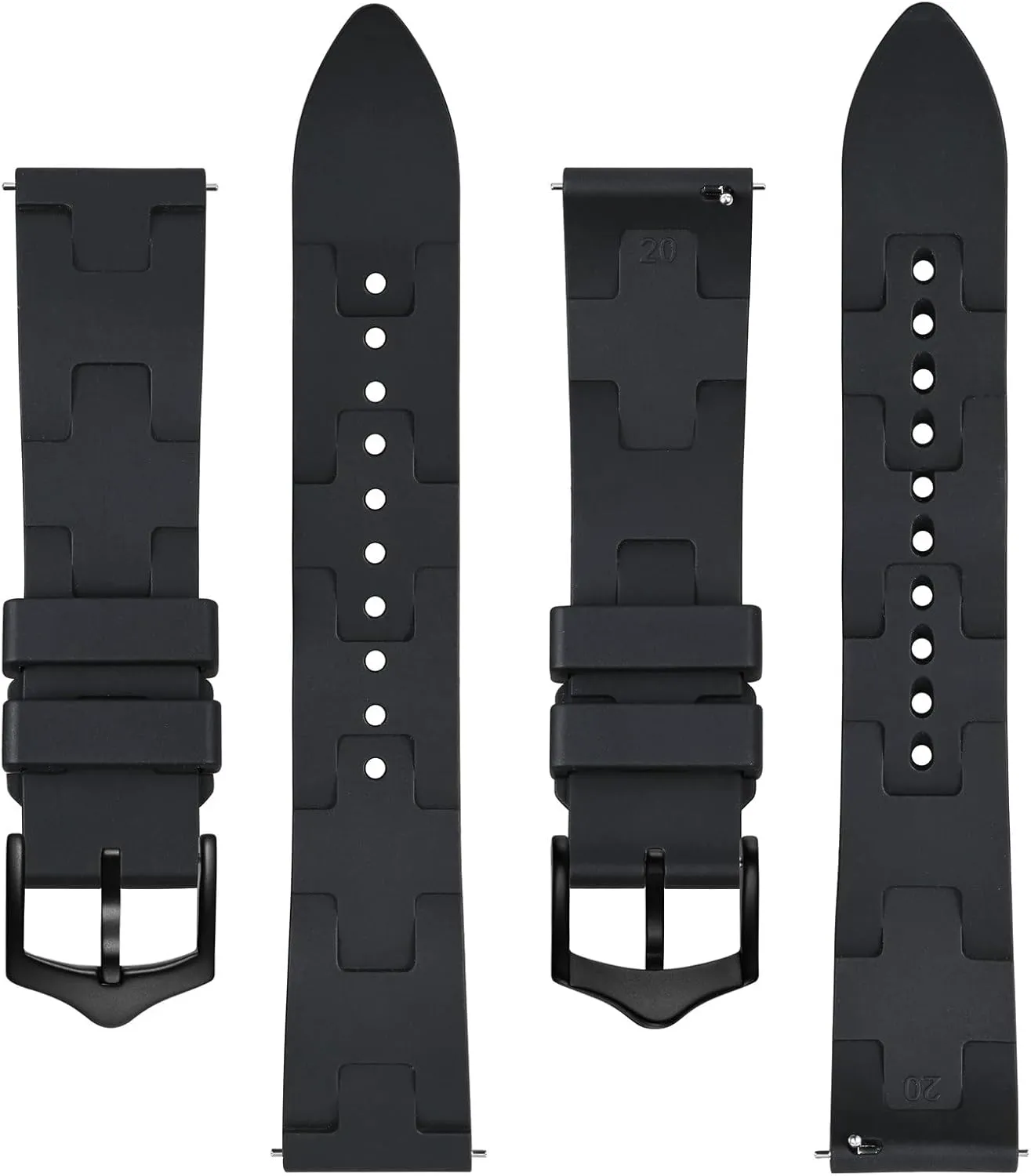 Diving Rubber Watch Strap for Men, Quick Release, facet bony 20mm 22mm BISONSTRAP FKM Watch Bands, 