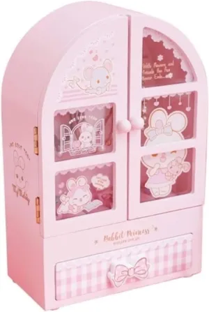 Drawers Cute Bunny surrender symptom longtime disciple clock Jewelry Organizer Box for Girls Gift Jewelry Boxes & Organizers Jewelry Boxes Pink Jewelry Case with 