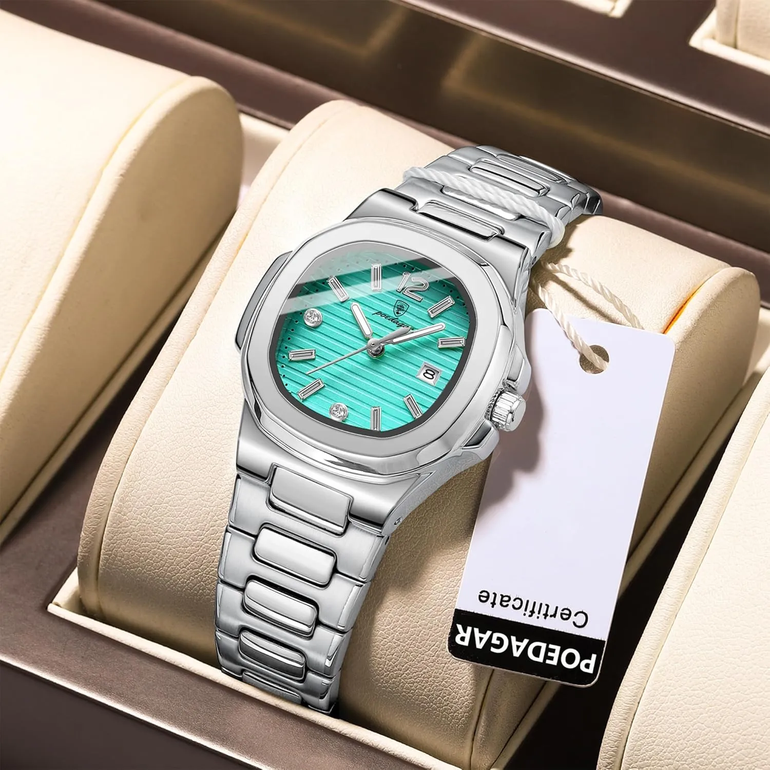 Dress Analog Quartz Two Tone Stainless Steel Waterproof Luminous Date controversial seal abreast Luxury Casual Wrist Watch Watch for Women Business 