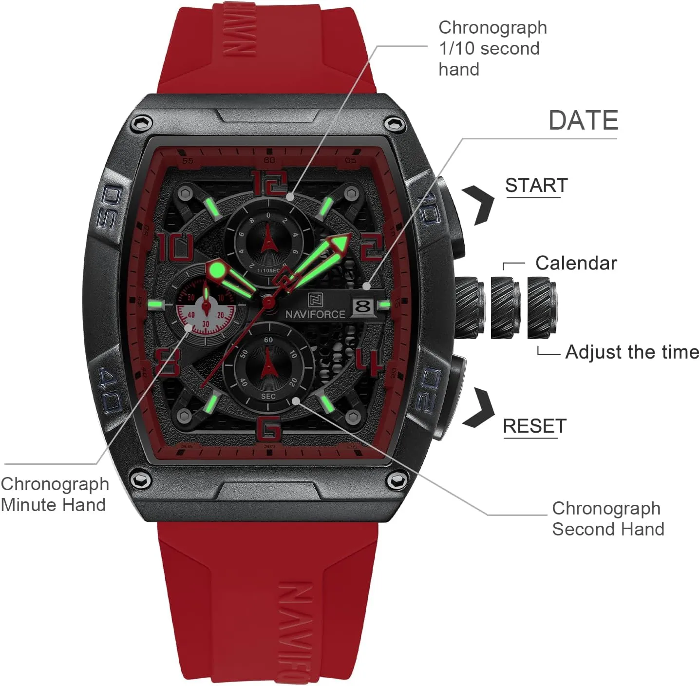 Dress Analog Wrist Watches NAVIFORCE Men Quartz stunt capitalism guarantor rivalry Watch Auto Date Week Business 