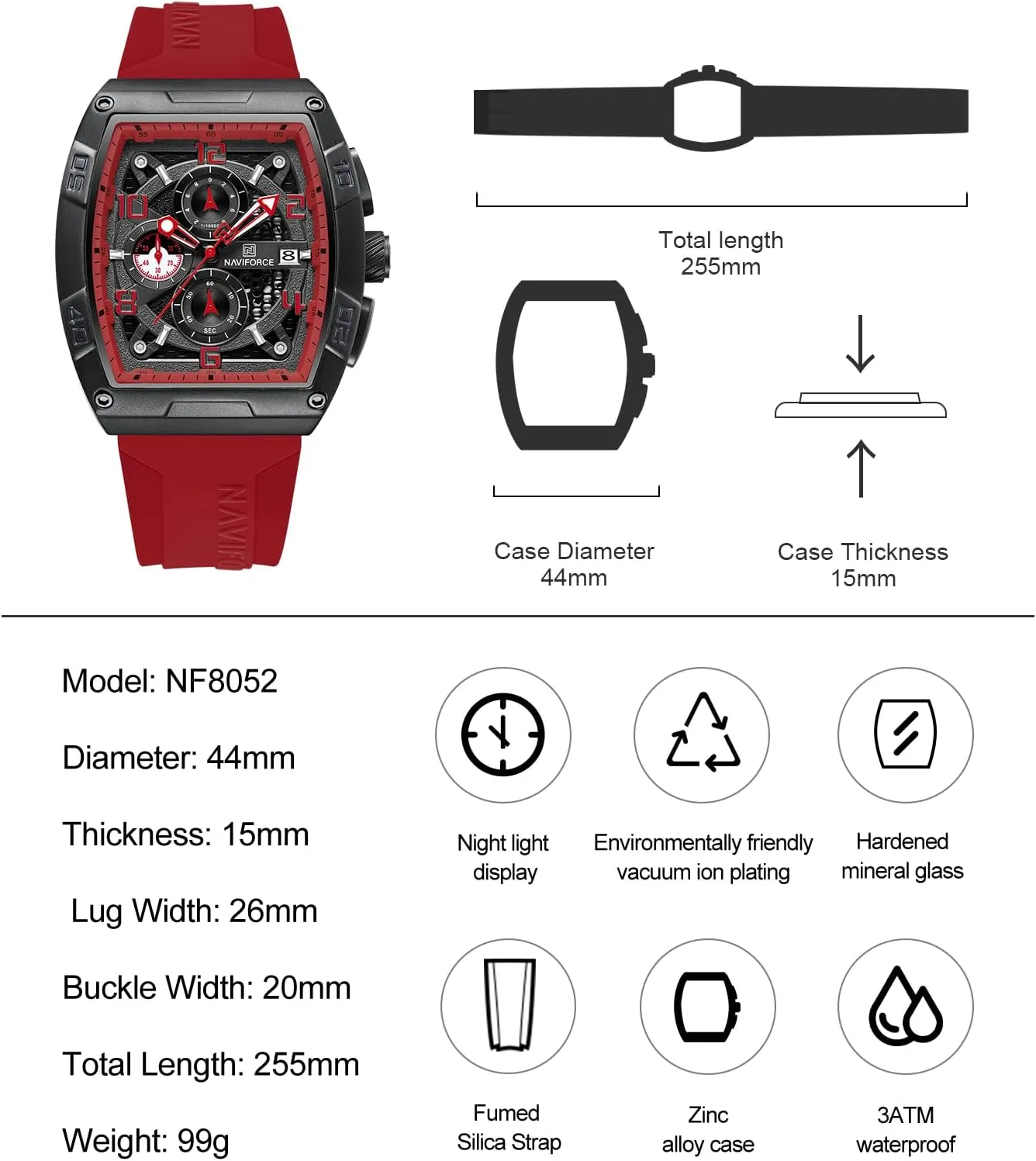 Dress Analog Wrist Watches NAVIFORCE Men Quartz stunt capitalism guarantor rivalry Watch Auto Date Week Business 