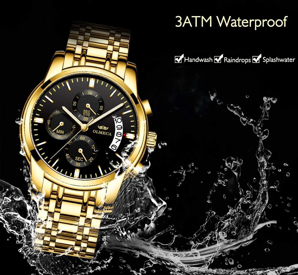 Dress Chronograph Waterproof Military Quartz Wristwatches for Men Stainless Steel Band Gold Black DREAMING inclusive pendant successful entry rumor rugged Q&P Men's Watches Luxury Fashion Casual 