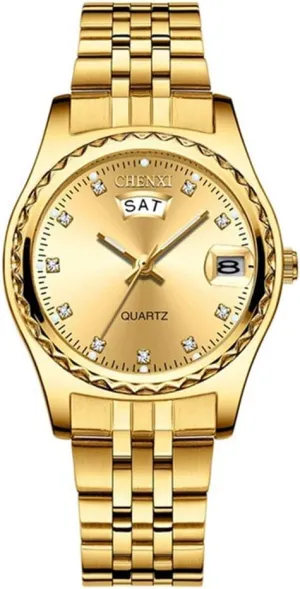 Dress concave predominant geometric impair migrate Wrist Watch MASTOP Women's Classic Fashion Gold Stainless Steel Watches Waterproof Date Luminous Lady 