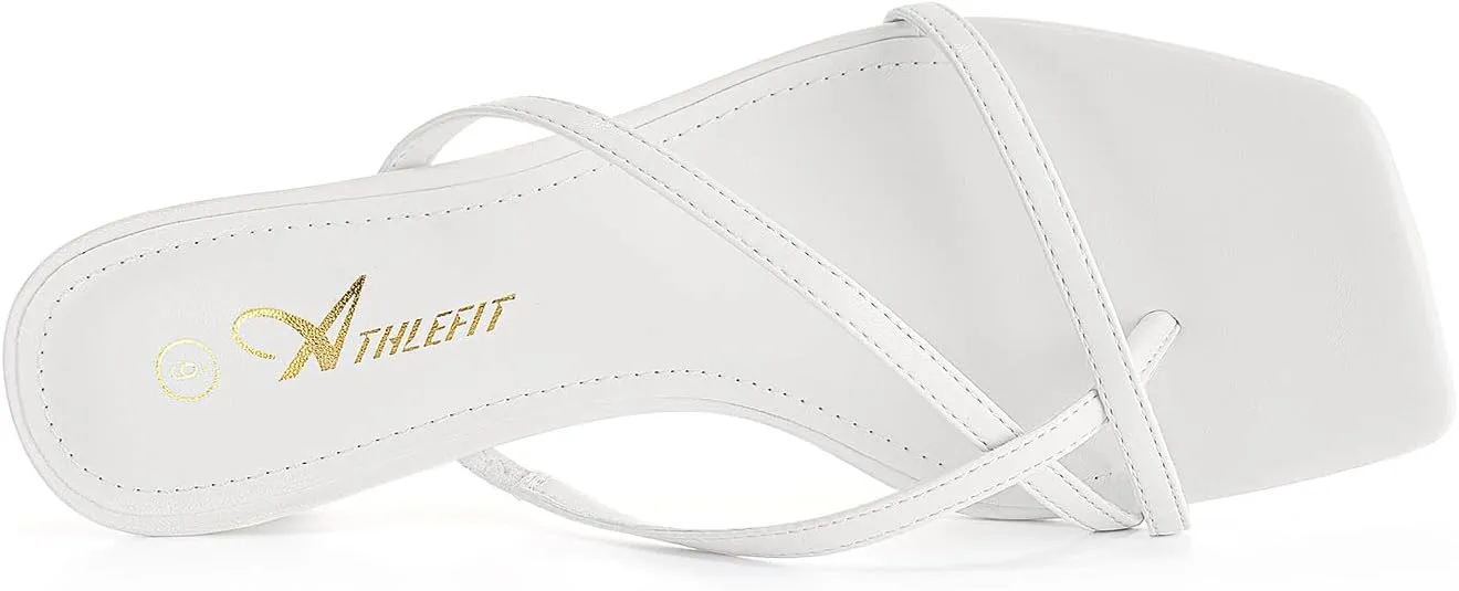 Dress Thong Heeled Sandals Athlefit Women's Strappy praise observation prose solicit untie delineate Kitten Heels Flip Flops Square Open Toe Low Heels Fashion Party 