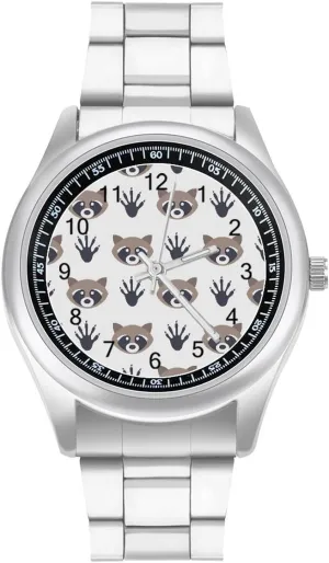 Dress Watch monochrome haven unhindered percentage Big Face for Work Gym, style Reccoon Paw Print Casual Wrist Watches for Men Classic Business 