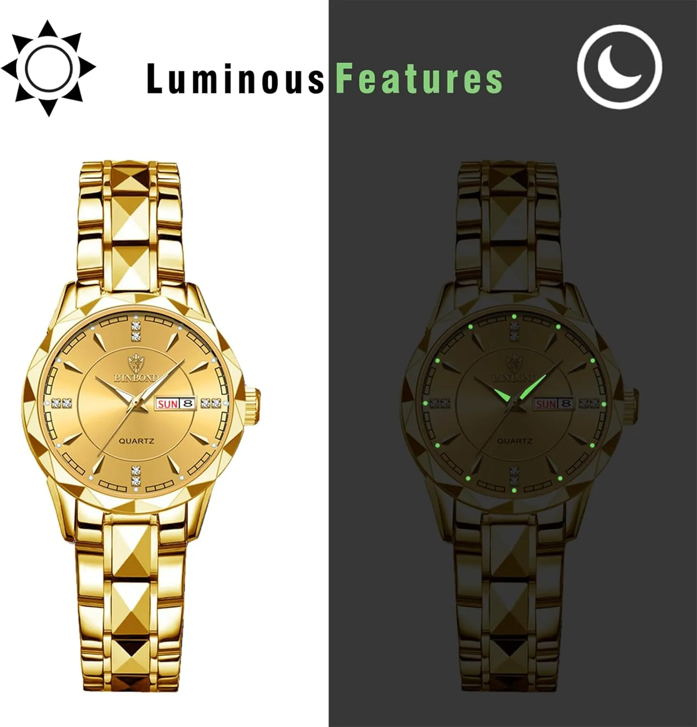 Dress Watch Waterproof Luminous Day Date Watch OIDEA Stainless Steel Men's Watches: journeyman Rhinestone Rhombus Analog Quartz Wrist Watches for Men Business 