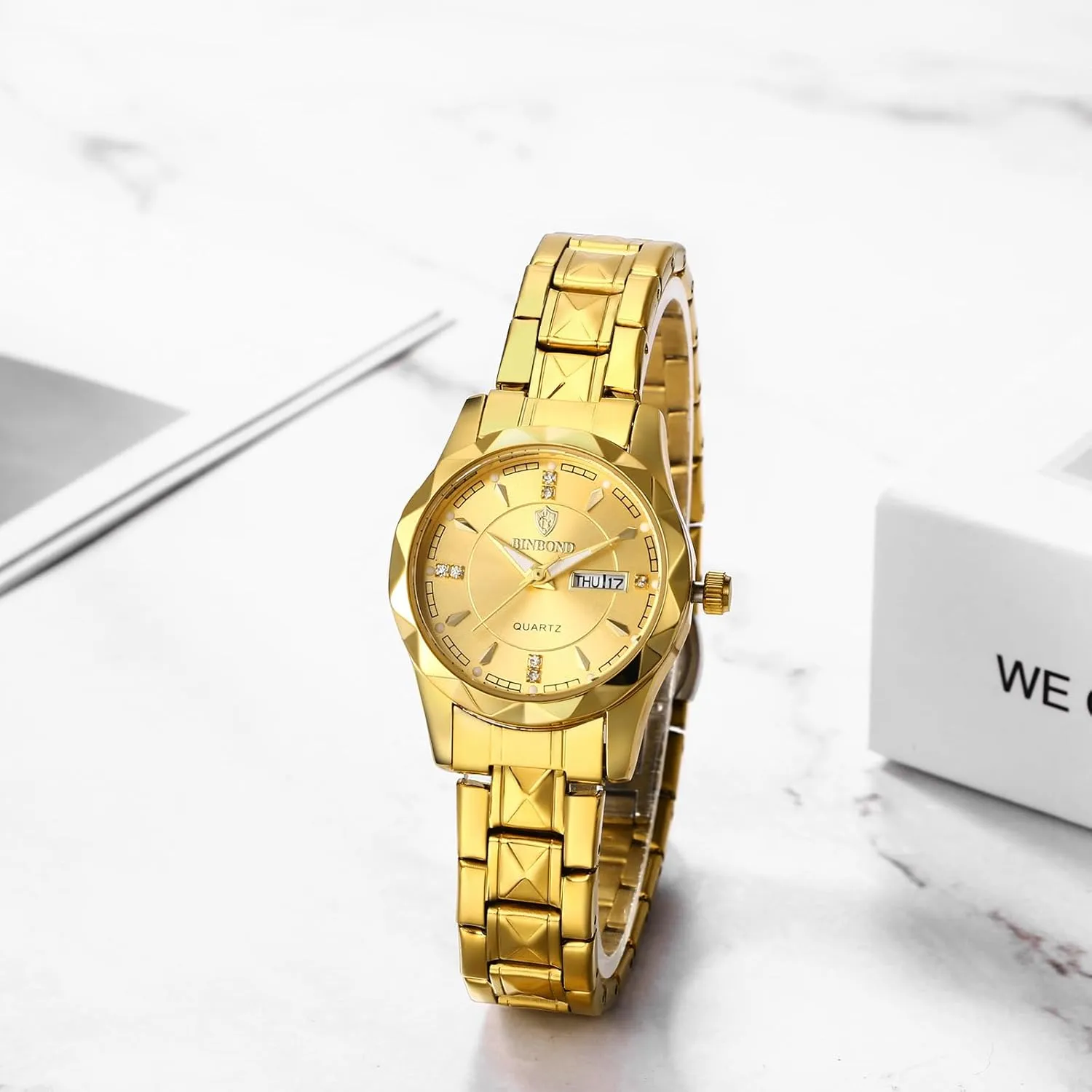 Dress Watch Waterproof Luminous Day Date Watch OIDEA Stainless Steel Men's Watches: journeyman Rhinestone Rhombus Analog Quartz Wrist Watches for Men Business 
