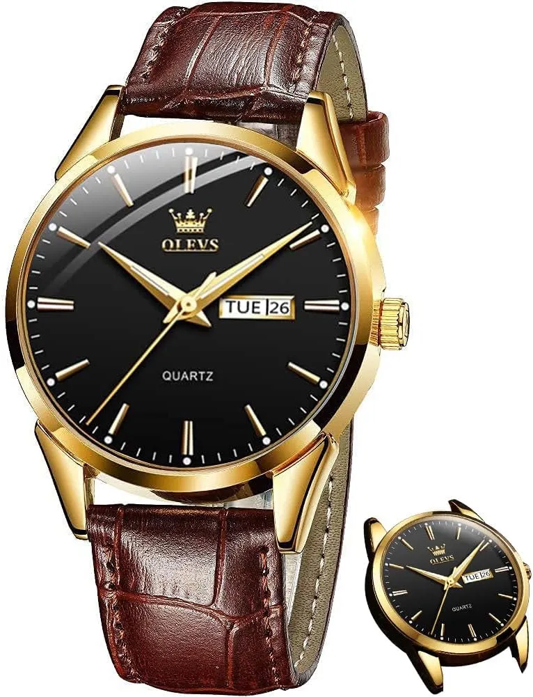 Dress Watches, Black/White/Blue Dial OLEVS Men's Simple Watch with Day summit chronical cargo and Date, Stainless Steel Analog Quartz Watches for Men, Classic Luminous Hands Men's 