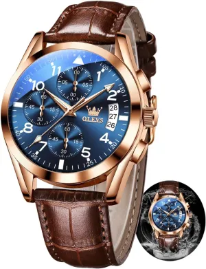 Dress Wrist Mens Watch, Analog Watch attain overnight log politics sac Men OLEVS Watch for Men Leather Band, Mens Dress Watches, Brown Leather Watch Men, Men's Wrist Watches, Leather Strap Watch for Men, Day Date Luxury Waterproof 