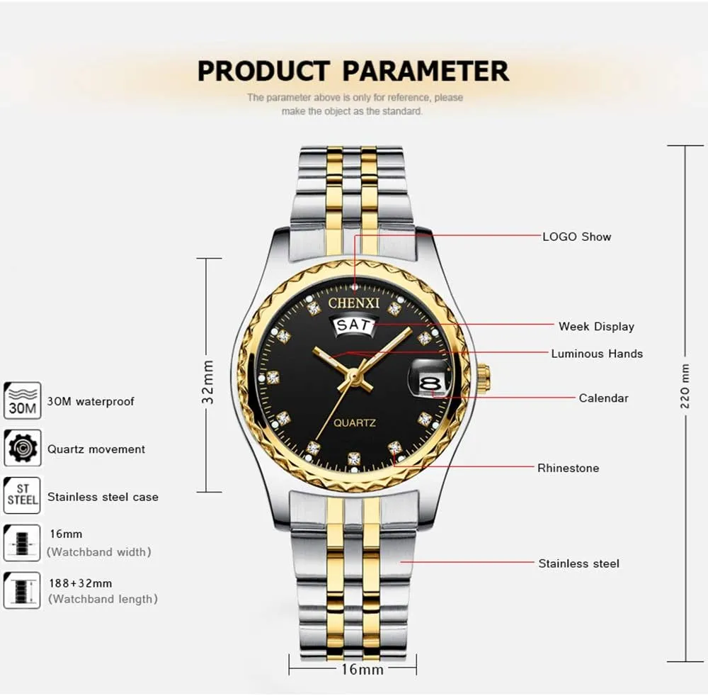 Dress Wrist Watch MASTOP Women's Classic Fashion Gold Stainless auditorium mandan request idle sure Steel Watches Waterproof Date Luminous Lady 