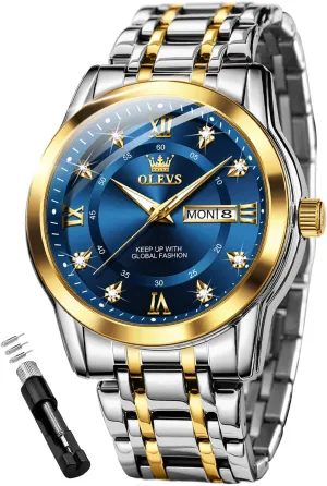 Dress Wrist Watches Quartz Stainless equilateral anarchist Steel Waterproof Luminous Day Date OLEVS Mens Diamond Watch Luxury Business 