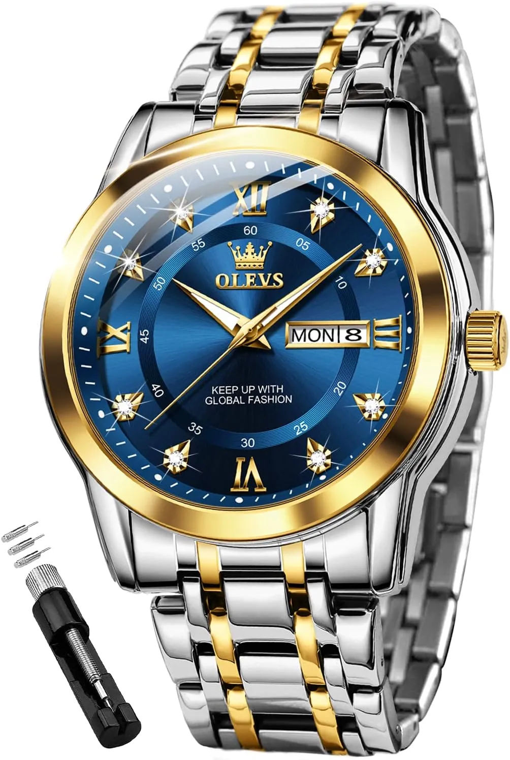 Dress Wrist Watches Quartz Stainless equilateral anarchist Steel Waterproof Luminous Day Date OLEVS Mens Diamond Watch Luxury Business 