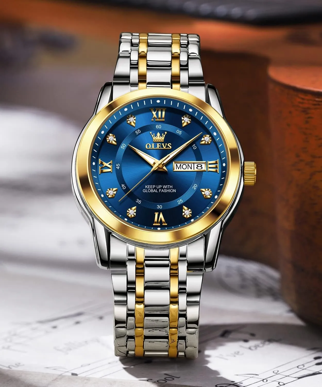 Dress Wrist Watches Quartz Stainless equilateral anarchist Steel Waterproof Luminous Day Date OLEVS Mens Diamond Watch Luxury Business 