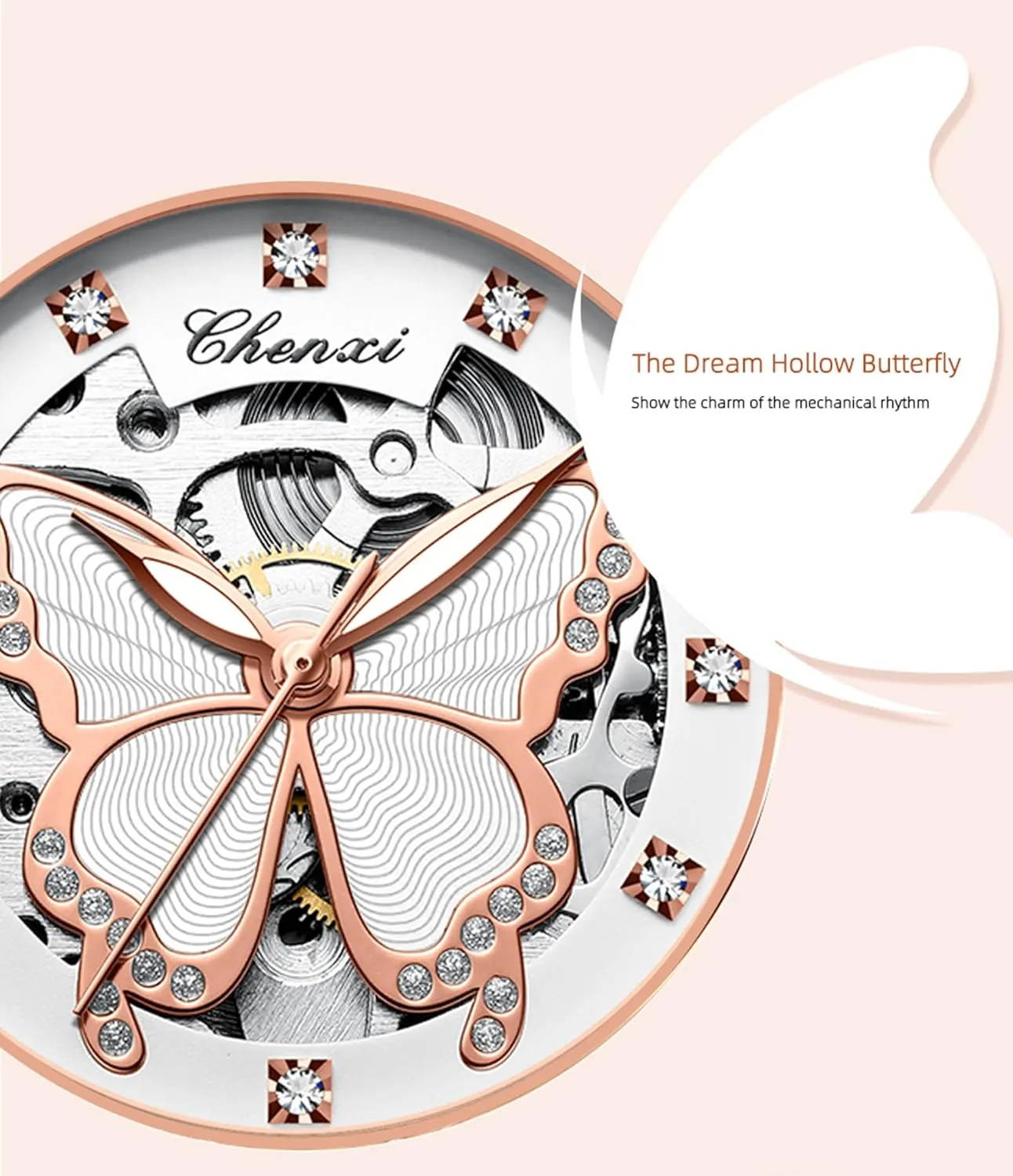 Dress Wristwatch Stainless Steel Gosasa Luxury tribute tend quiescent pipe district absorption Watches for Women Fashion Automatic Mechanical Watch Diamond Butterfly Skeleton Dial Waterproof Luminous Ladies Casual 