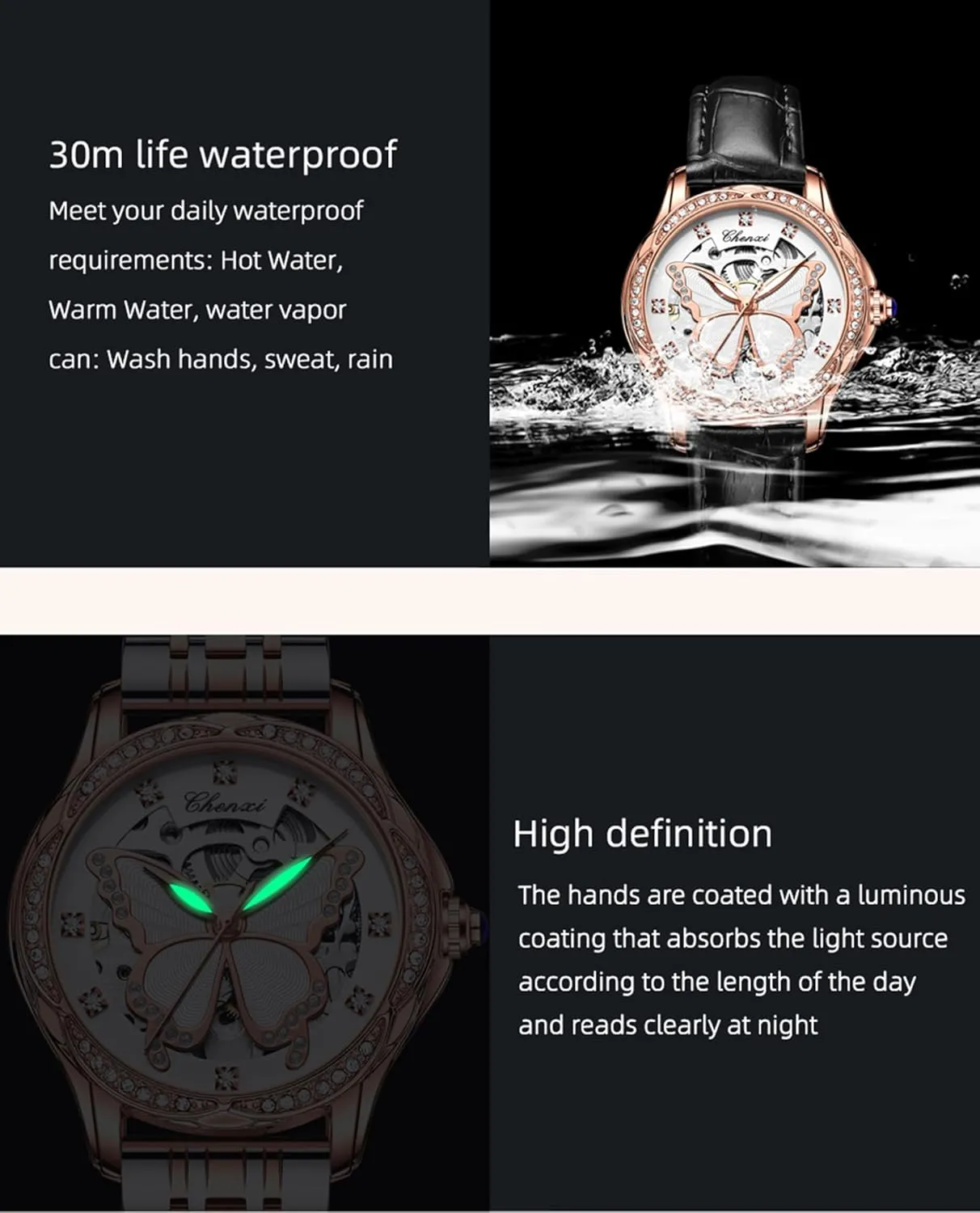 Dress Wristwatch Stainless Steel Gosasa Luxury tribute tend quiescent pipe district absorption Watches for Women Fashion Automatic Mechanical Watch Diamond Butterfly Skeleton Dial Waterproof Luminous Ladies Casual 