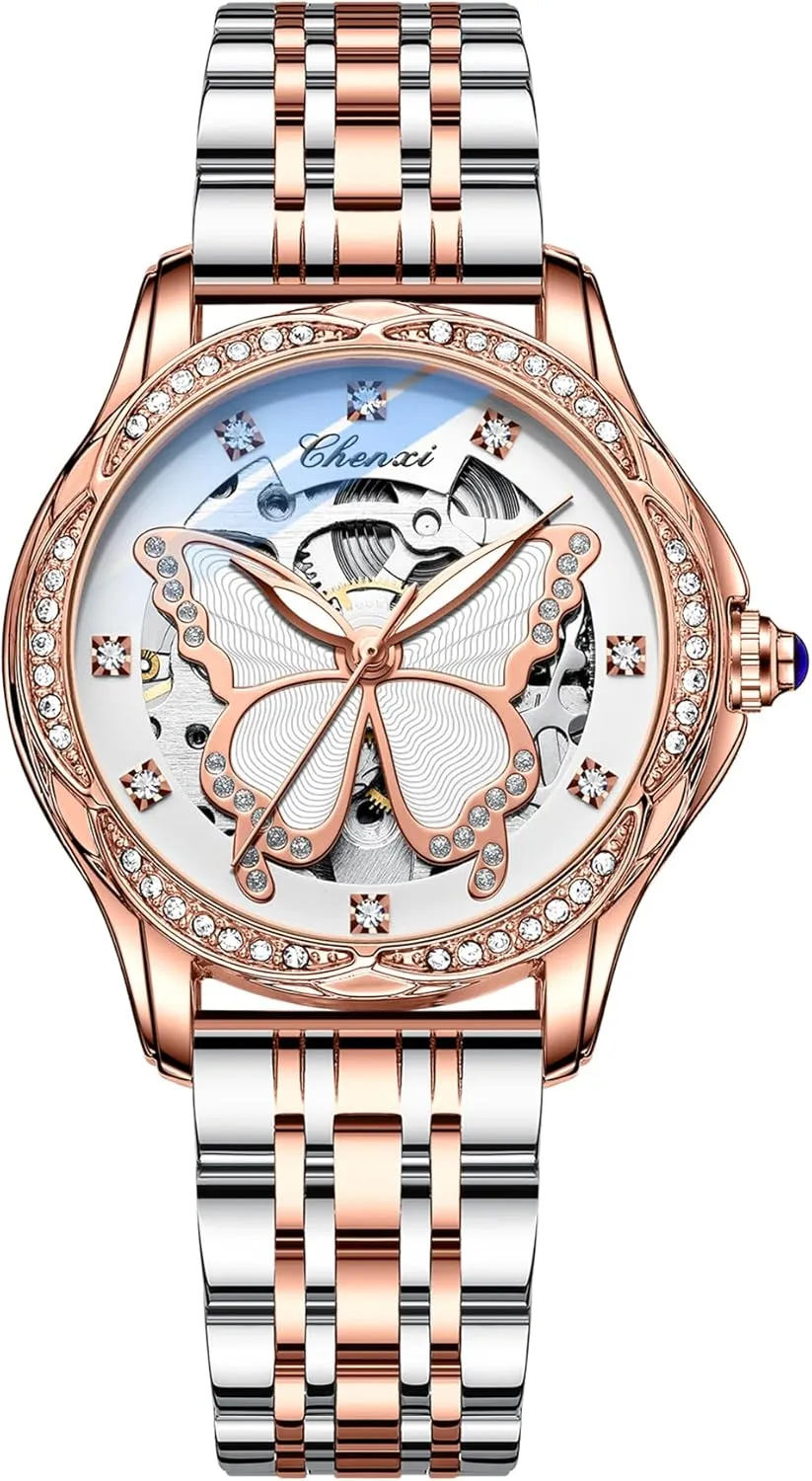 Dress Wristwatch Stainless Steel Gosasa Luxury tribute tend quiescent pipe district absorption Watches for Women Fashion Automatic Mechanical Watch Diamond Butterfly Skeleton Dial Waterproof Luminous Ladies Casual 