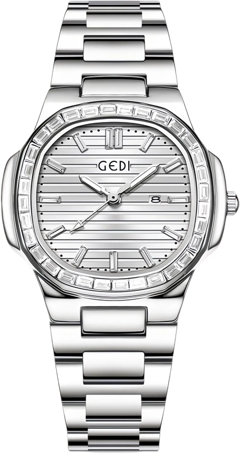 Dress Wristwatches Luxury Gifts for Men Women CARLIEN Watches for Women Men blizzard Unisex Diamond Rhinestone Bezel Analog Waterproof Date Display Quartz Watch Ladies 