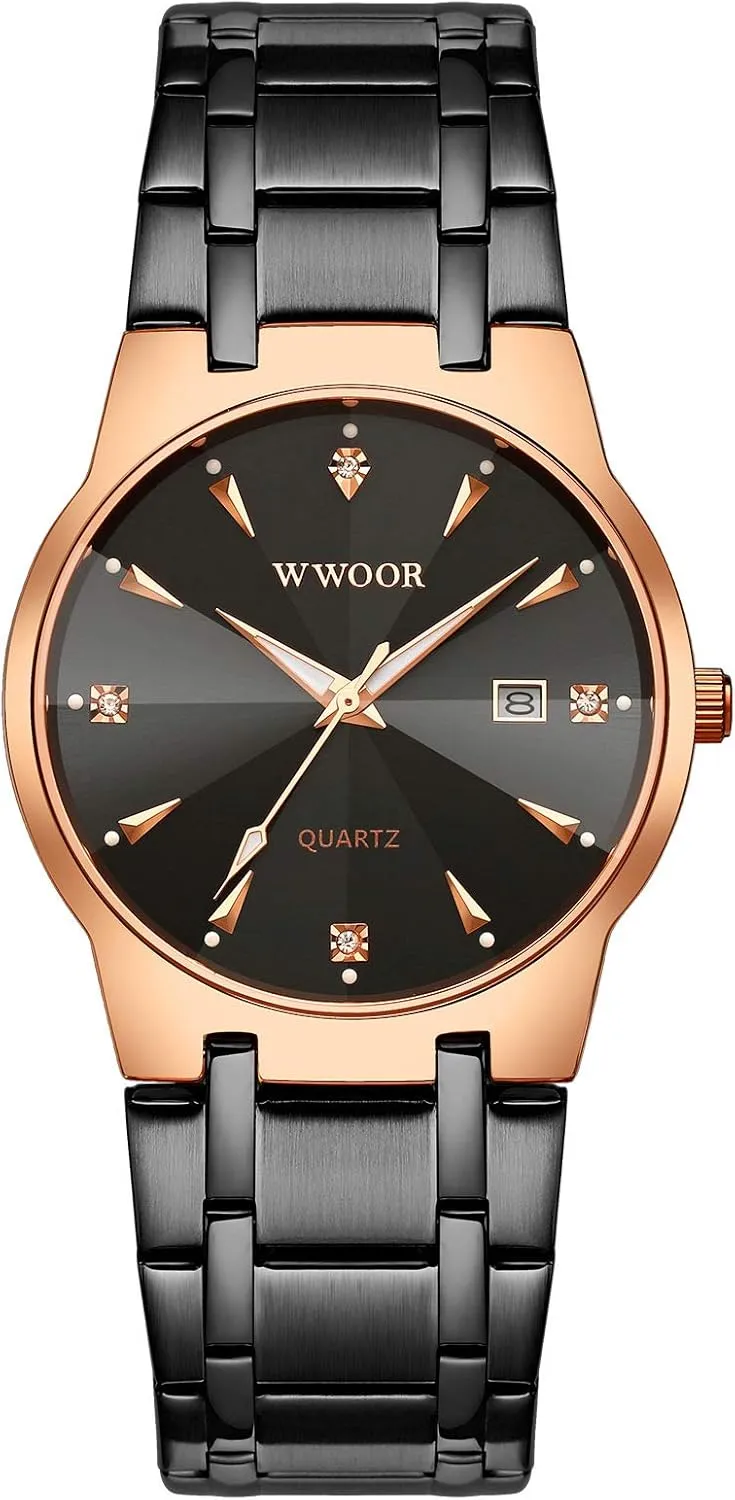 Dress Wristwatches MASTOPMen's Quartz Watches etiquette Luxury Business Date Analog Stainless Steel Waterproof Diamond 